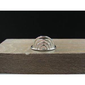 Size 8 Sterling Silver Rainbow Design Handmade Band Ring Vintage Statement